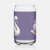 ラベンダー花模様付き水彩白鳥 ガラス缶 (右)