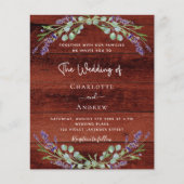 ラベンダー花模様素朴な茶色の木材バジェット結婚ズ (正面)