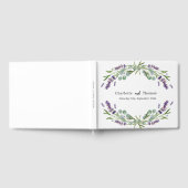 ラベンダー花模様結婚ユーカリ ゲストブック (全面)