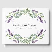 ラベンダー花模様結婚ユーカリ ゲストブック (正面)