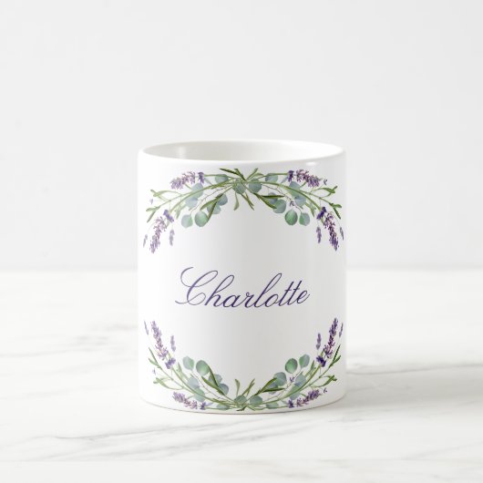 ラベンダー花模様eucalyptus greeneryの名前 コーヒーマグカップ (中央)