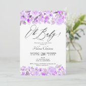 ラベンダー花水彩ベビーシャワー 招待状 (スタンド正面)