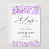 ラベンダー花水彩ベビーシャワー 招待状 (正面)
