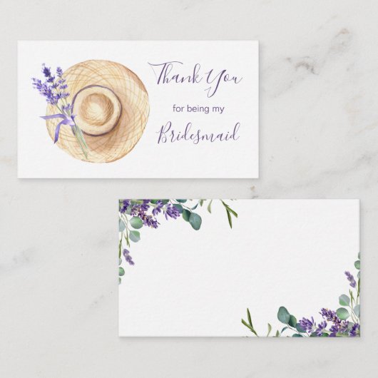 ラベンダー花BridesmaidありがとうエンクロージャCa エンクロージャーカード (正面/裏面)