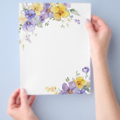 ラベンダー薄紫イエローブライダルシャワーゲーム紙 チラシ (手)