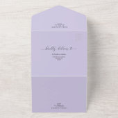 ラベンダー薄紫エレガントフローラ結婚植物学 オールインワン招待状 (外側)
