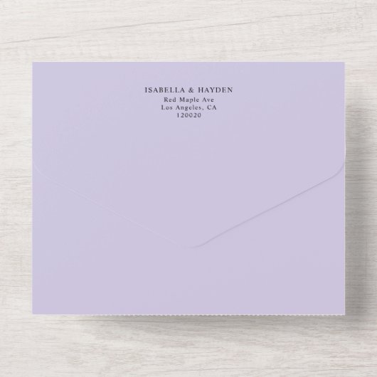ラベンダー薄紫エレガントフローラ結婚植物学 オールインワン招待状 (裏面)