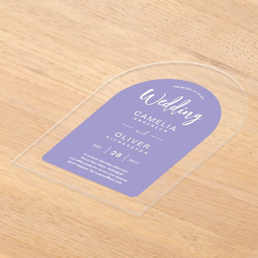 ラベンダー薄紫ザズルアクリル婚礼の招待 アクリル招待状 (レイダウン)