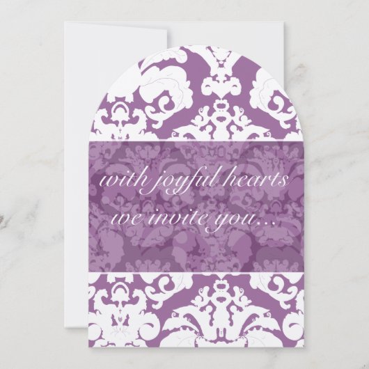 ラベンダー薄紫ダマスクウェディング招待状 招待状 (正面)