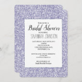 ラベンダー薄紫パープルグリッターブライダルシャワー 招待状 (正面/裏面)
