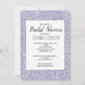 ラベンダー薄紫パープルグリッターブライダルシャワー 招待状 (正面)