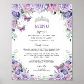 ラベンダー薄紫パープルバラフローラキンセアニェラメニュー ポスター (正面)