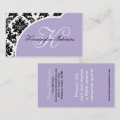 ラベンダー薄紫パープルブラックダマスク名刺 名刺 (正面/裏面)