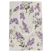 ラベンダー薄紫フラワーデザイン ミディアムペーパーバッグ (裏面)