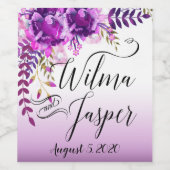 ラベンダー薄紫プラムつる植物フローラ葉 ワインラベル (シングルラベル)