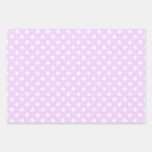 ラベンダー薄紫ホワイトスターズ水玉模様 ラッピングペーパーシート (正面2)