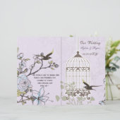 ラベンダー薄紫ヴィンテージ結婚バードカゴ (スタンド正面)