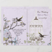 ラベンダー薄紫ヴィンテージ結婚バードカゴ (正面/裏面)