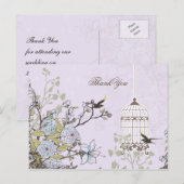 ラベンダー薄紫ヴィンテージ結婚バードカゴ ポストカード (正面/裏面)