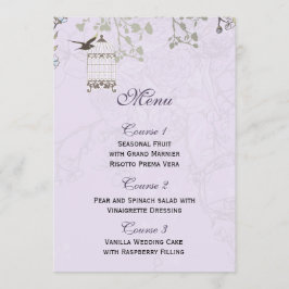 ラベンダー薄紫ヴィンテージ結婚バードカゴ メニュー