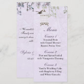 ラベンダー薄紫ヴィンテージ結婚バードカゴ メニュー (正面/裏面)