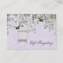 ラベンダー薄紫ヴィンテージ結婚バードカゴ 名刺