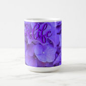 ラベンダー薄紫紫色アジサイ紫色の花 コーヒーマグカップ (中央)