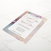 ラベンダー薄紫金ゴールドアクアフローラブライダルシャワー 箔招待状 (回転した状態)