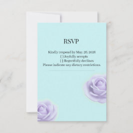 ラベンダー薔薇のブルー結婚式RSVP 出欠カード