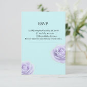 ラベンダー薔薇のブルー結婚式RSVP 出欠カード (スタンド正面)