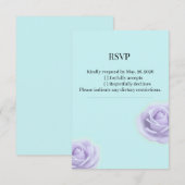 ラベンダー薔薇のブルー結婚式RSVP 出欠カード (正面/裏面)