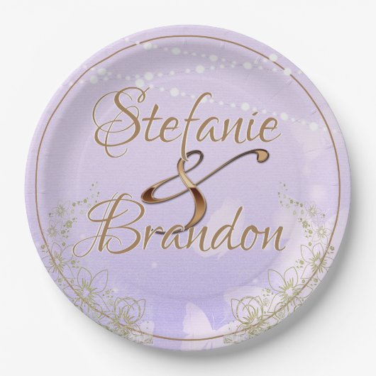 ラベンダー蝶 ペーパープレート (正面)