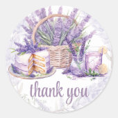 ラベンダー誕生日ウオーターカラーブランチありがとう ラウンドシール (正面)