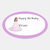 ラベンダー誕生日ガールギフトラベルシール 楕円形シール (正面)