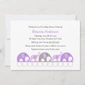 ラベンダー象のベビーシャワー 招待状 (正面)