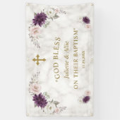 ラベンダー赤面ピンク花バプテスマ歓迎サイン 横断幕 (縦)