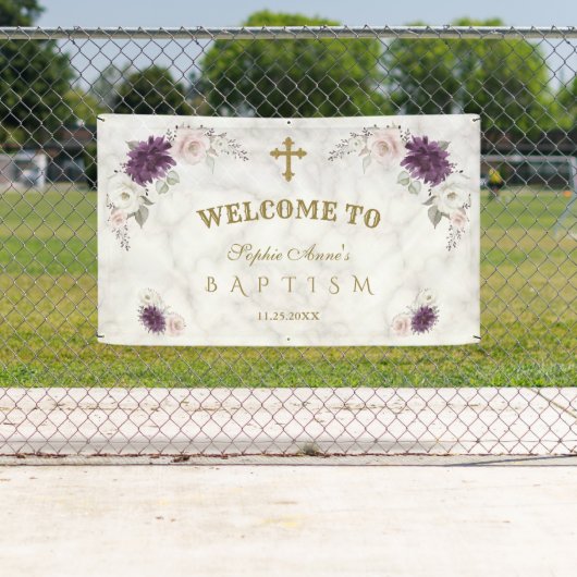 ラベンダー赤面ピンク花バプテスマ歓迎サイン 横断幕 (インサイチュ)
