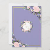 ラベンダー赤面フローラ結婚の幾何学的金ゴールドフレーム 招待状 (裏面)