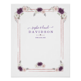 ラベンダー赤面フローラ結婚ズ金ゴールドフォトブースタップ ポスター