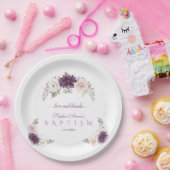 ラベンダー赤面ホワイトフローラバプテスマ ペーパープレート (パーティー)
