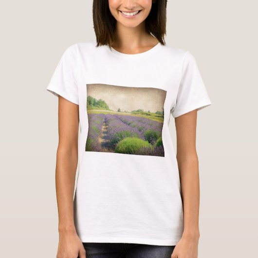 ラベンダー農園 - ディストレス加工 Tシャツ (正面)