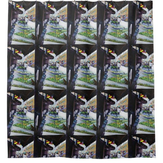 ラベンダー通りの明るい側面 シャワーカーテン (正面)