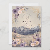 ラベンダー野の花の山の結婚式 セーブザデート (正面)
