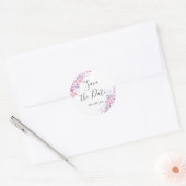 ラベンダー野の花　結婚式の保存日 ラウンドシール (封筒)