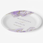 ラベンダー金ゴールドインク結婚大理石紙プレート ペーパープレート (アングル)