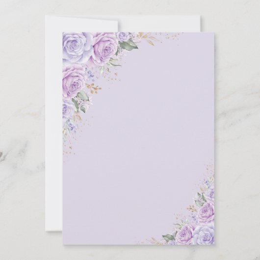 ラベンダー金ゴールドキンセアニェラミスカンス15アノス 招待状 (裏面)