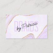 ラベンダー金ゴールドグリッターアゲートヘアブレイディングサロン 名刺 (裏面)