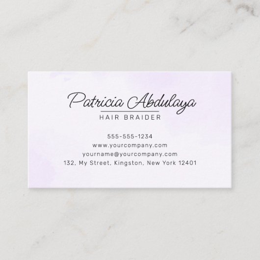 ラベンダー金ゴールドグリッターアゲートヘアブレイディングサロン 名刺 (正面)