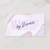 ラベンダー金ゴールドグリッターアゲートメイクアップアーティストサロン 名刺 (裏面)