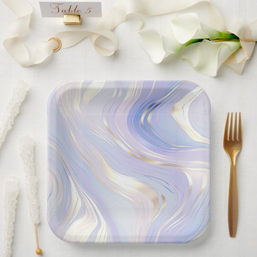 ラベンダー金ゴールドグ結婚ラム ペーパープレート (ウェディング)